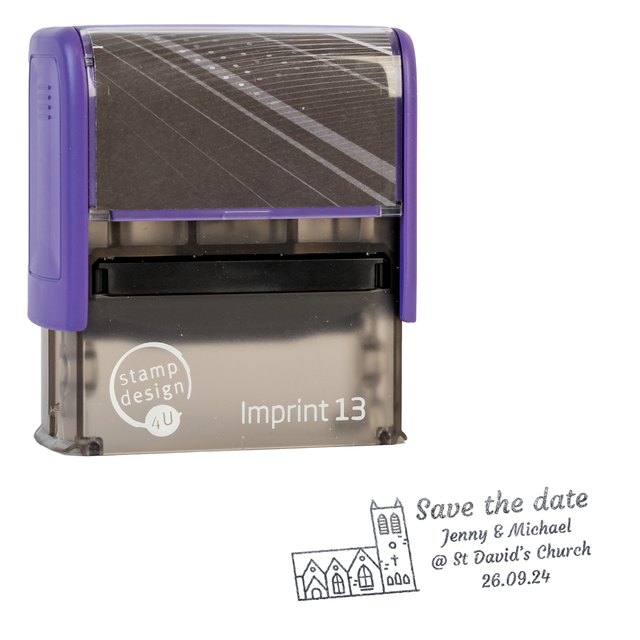 SD4U Imprint 13 | 4 Line Church Wedding Rubber Stamp | 57 x 21mm – Black