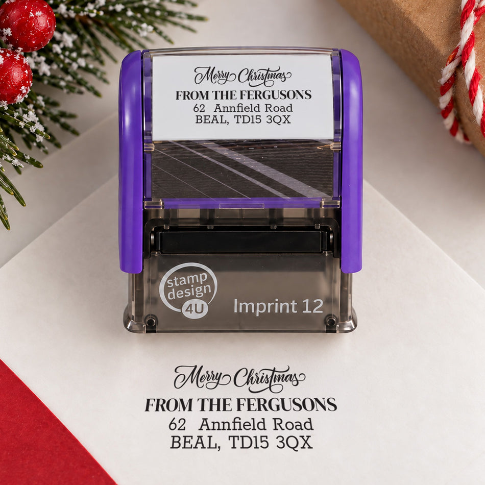 SD4U Imprint 12 | Merry Christmas Address Rubber Stamp | 47 x 17mm