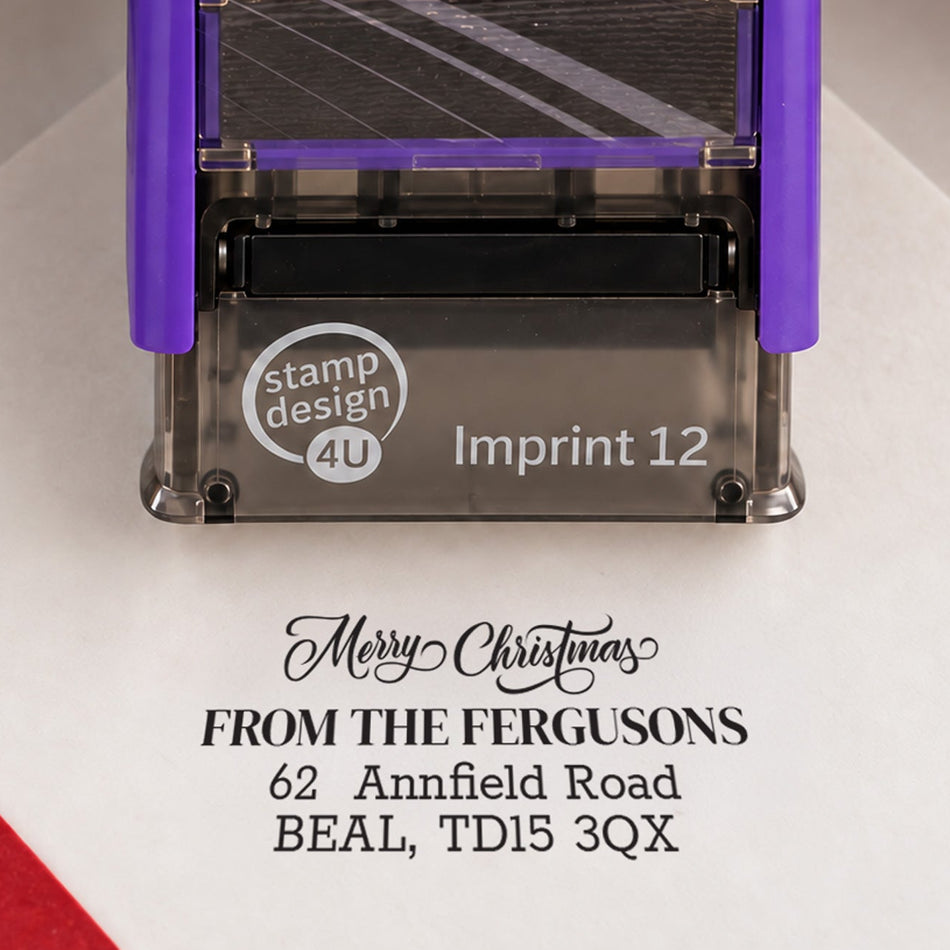 SD4U Imprint 12 | Merry Christmas Address Rubber Stamp | 47 x 17mm