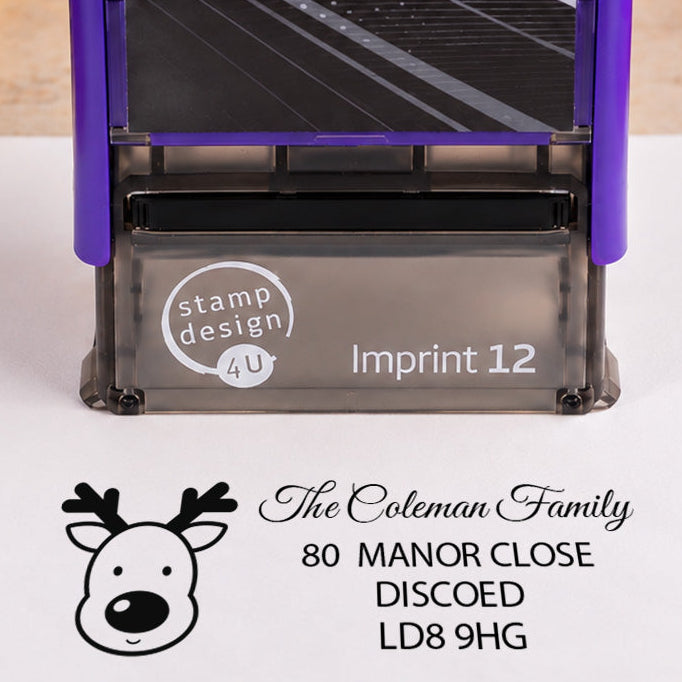 SD4U Imprint 12 | Reindeer Address Christmas Rubber Stamp | 48 x 18mm — product photograph