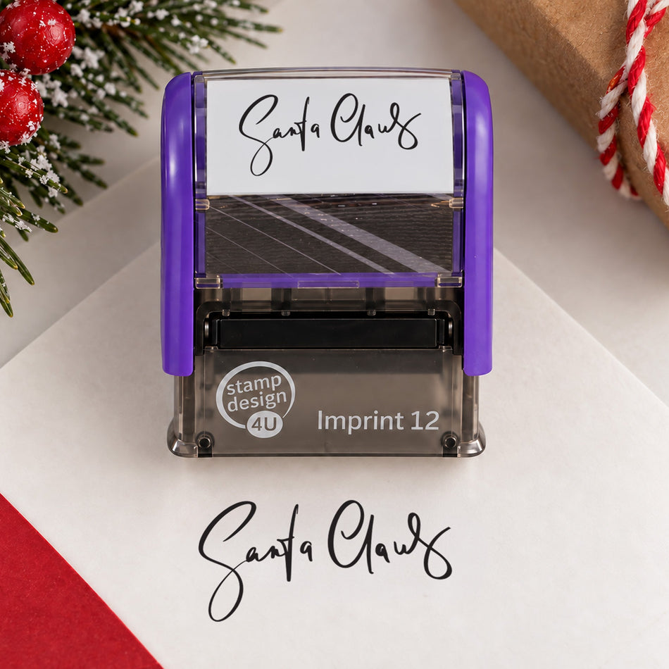 Santa Claus Signature Stamp - Self Inking Christmas Stamp, 48x18mm