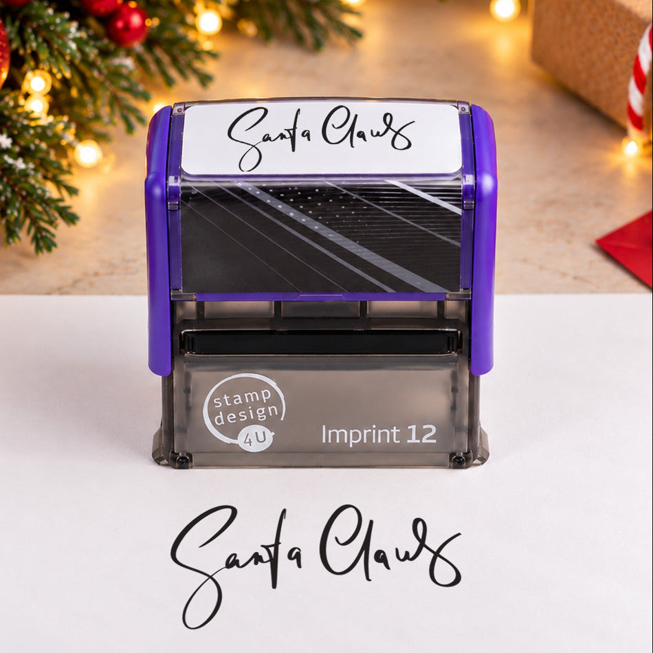 Santa Claus Signature Stamp - Self Inking Christmas Stamp, 48x18mm