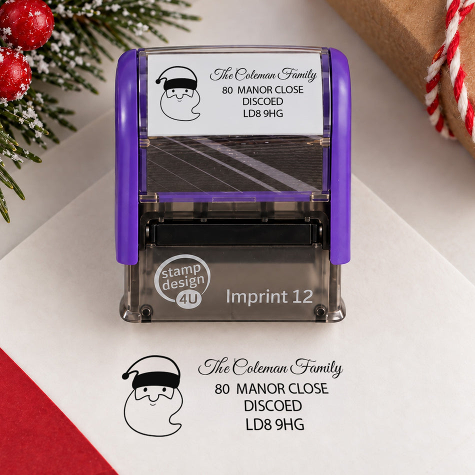 SD4U Imprint 12 | Santa Address Christmas Rubber Stamp | 47 x 17mm