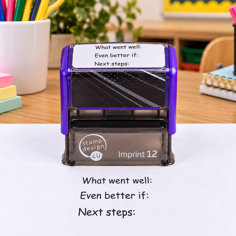 What Went Well Even Better If Next Steps Teacher Stamp | Self Inking Marking & Feedback Stamp | Available in 5 Ink