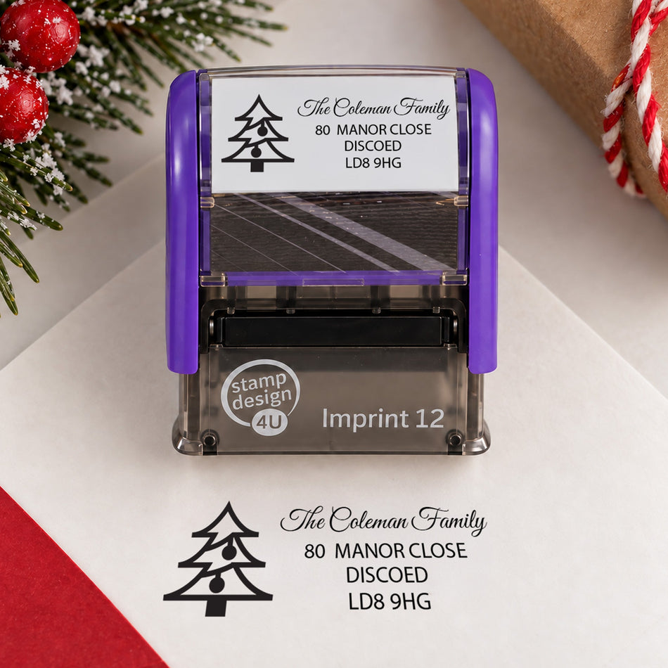 SD4U Imprint 12 | Christmas Tree Address Rubber Stamp | 47 x 17mm