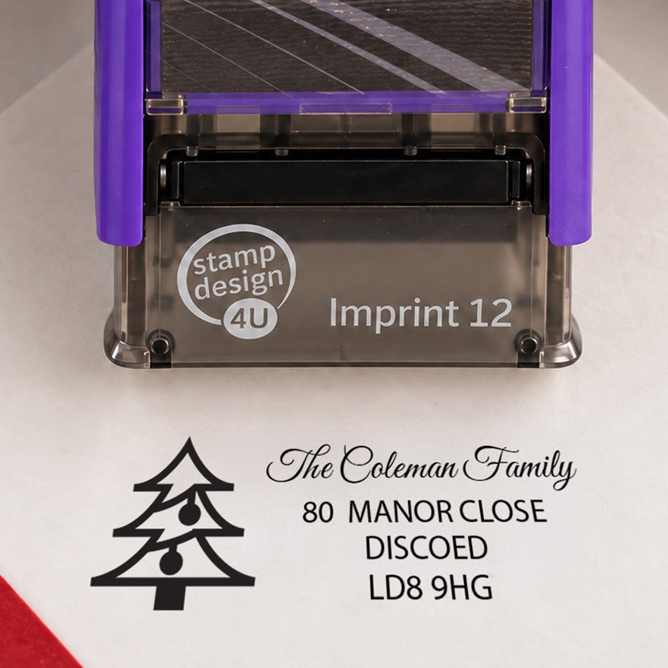 SD4U Imprint 12 | Christmas Tree Address Rubber Stamp | 47 x 17mm