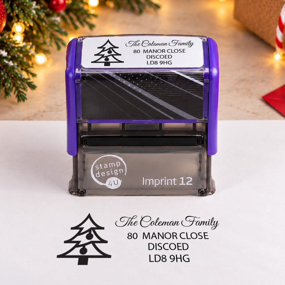 SD4U Imprint 12 | Christmas Tree Address Rubber Stamp | 48 x 18mm — product photograph