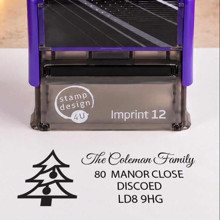 SD4U Imprint 12 | Christmas Tree Address Rubber Stamp | 48 x 18mm — product photograph