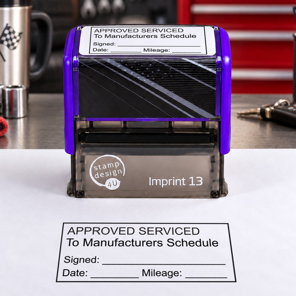 Approved Serviced To Manufacturers Schedule Stamp | Garage Service Book Maintenance Stamp