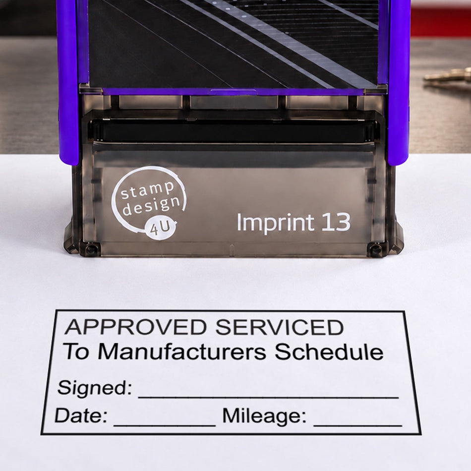 Approved Serviced To Manufacturers Schedule Stamp | Garage Service Book Maintenance Stamp