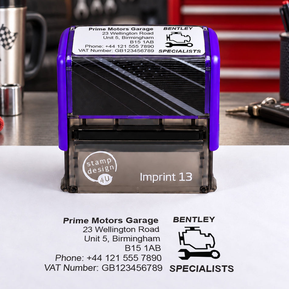 SD4U Imprint 13 | Bentley Specialists Service Rubber Stamp | 57 x 21mm