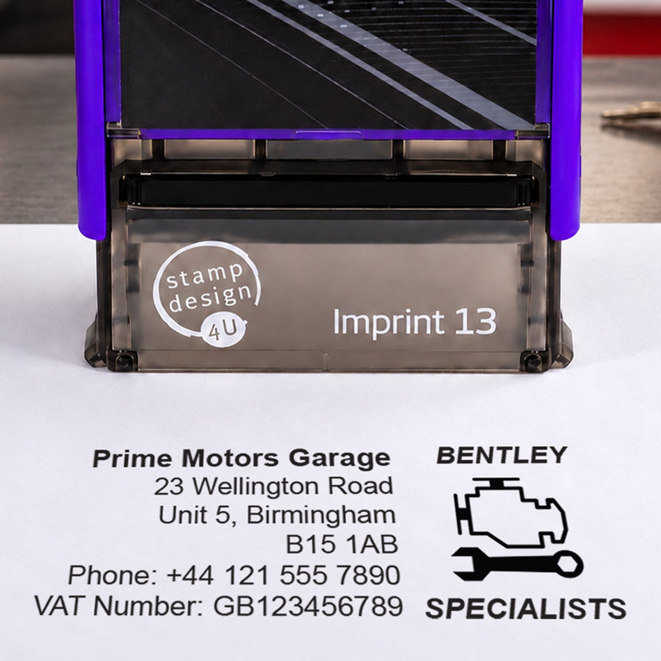 SD4U Imprint 13 | Bentley Specialists Service Rubber Stamp | 57 x 21mm