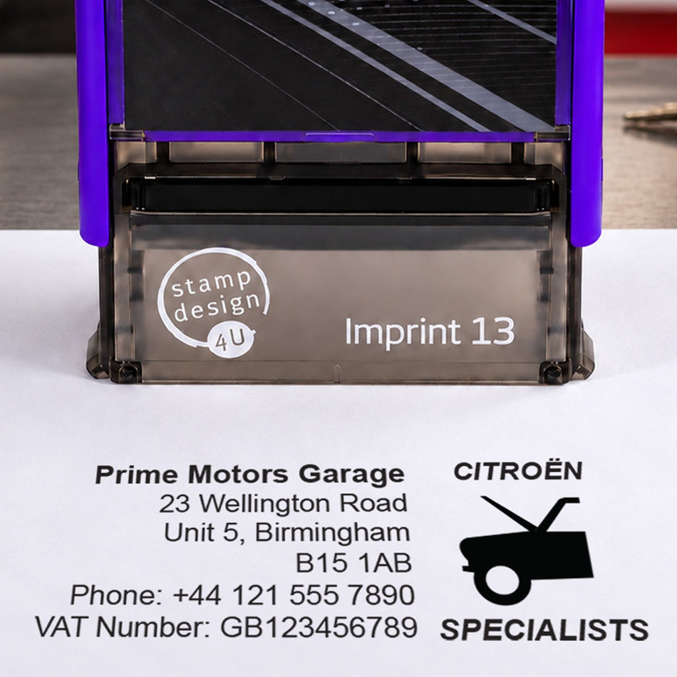 SD4U Imprint 13 | Citroën Specialists Service Rubber Stamp | 57 x 21mm