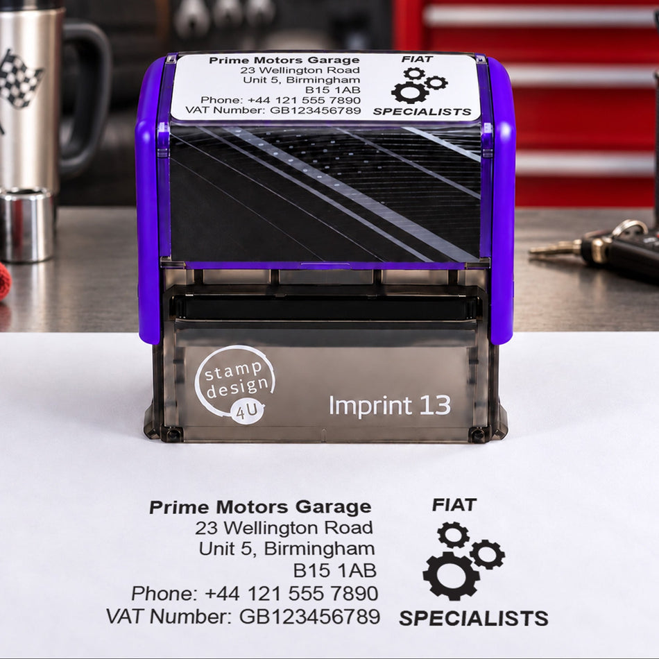 SD4U Imprint 13 | Fiat Specialists Service Rubber Stamp | 57 x 21mm