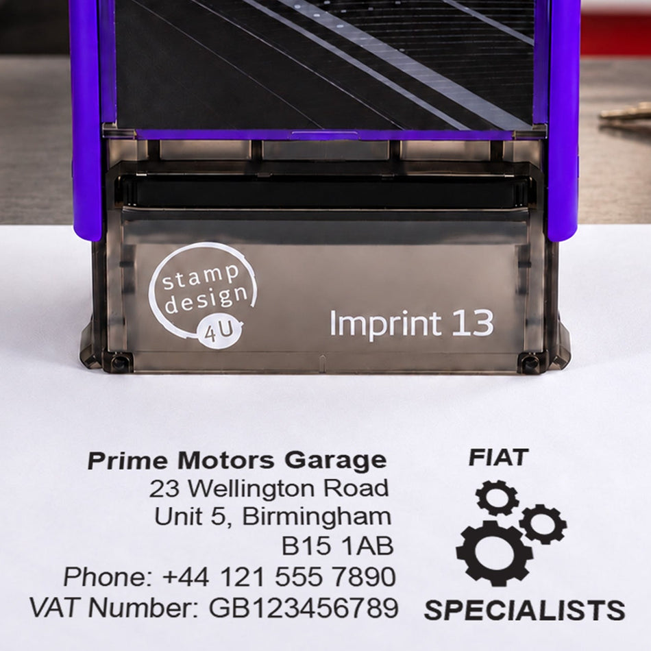 SD4U Imprint 13 | Fiat Specialists Service Rubber Stamp | 57 x 21mm