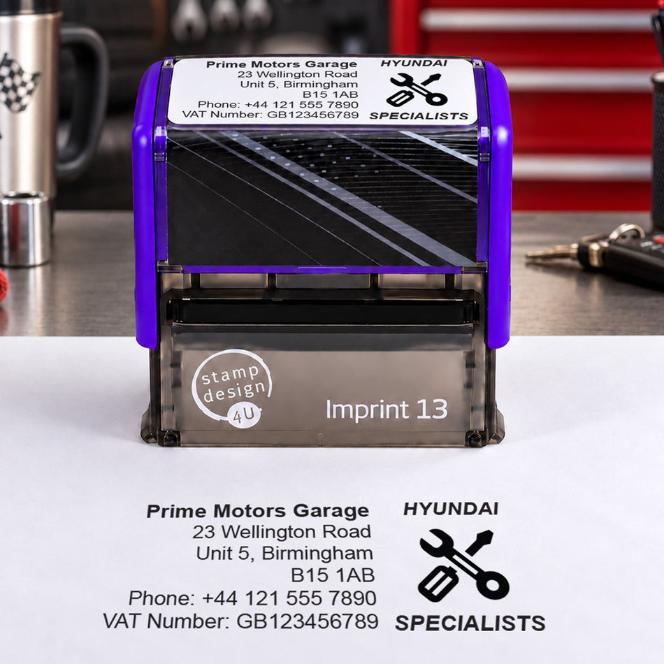 SD4U Imprint 13 | Hyundai Specialists Service Rubber Stamp | 57 x 21mm