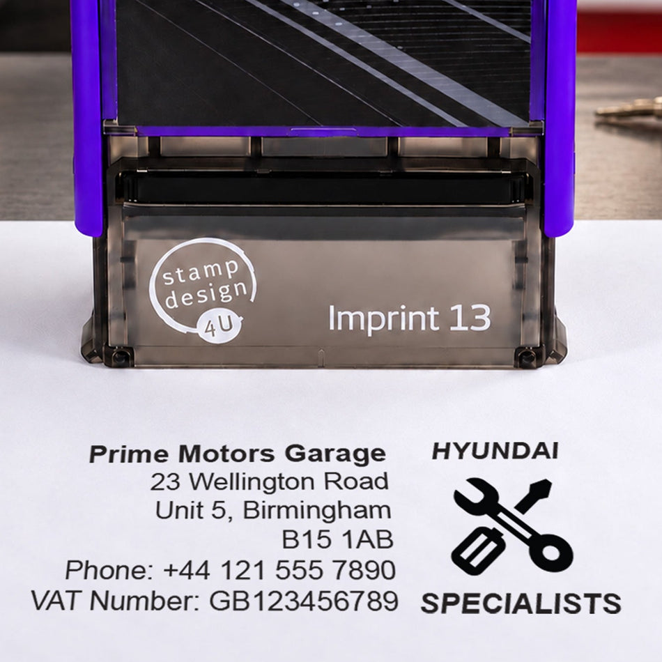 SD4U Imprint 13 | Hyundai Specialists Service Rubber Stamp | 57 x 21mm