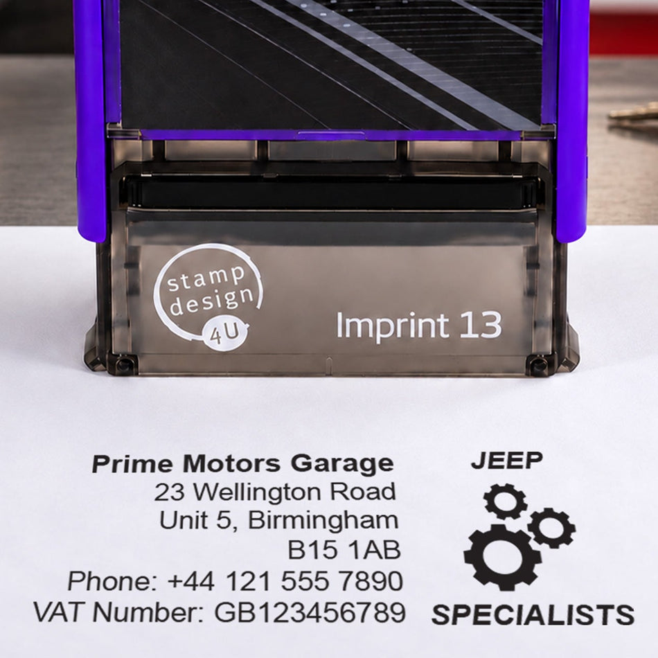 SD4U Imprint 13 | Jeep Specialists Service Rubber Stamp | 57 x 21mm