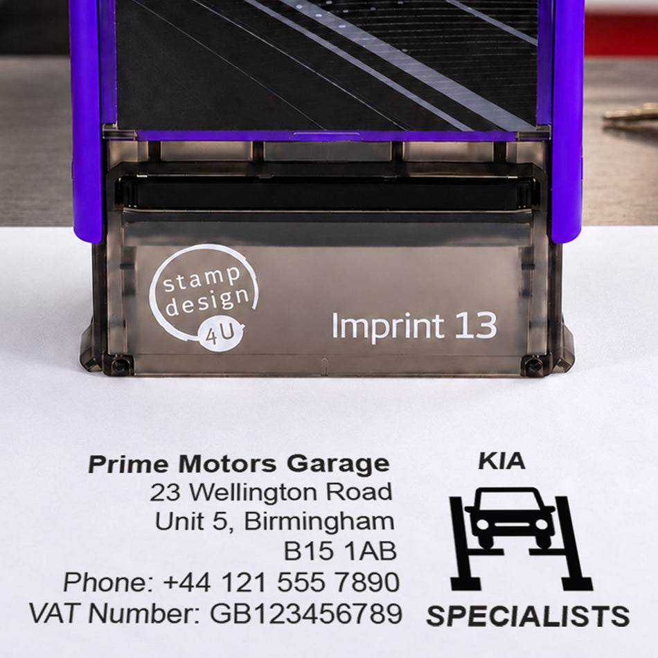 SD4U Imprint 13 | Kia Specialists Service Rubber Stamp | 57 x 21mm