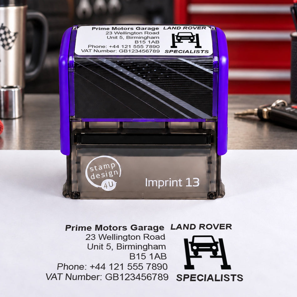 SD4U Imprint 13 | Land Rover Specialists Service Rubber Stamp | 57 x 21mm