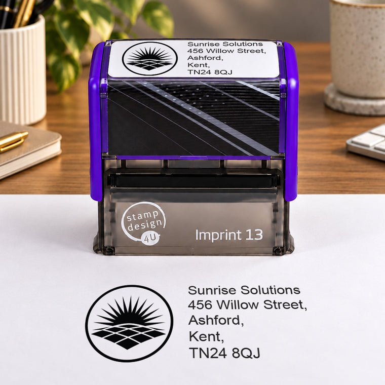 SD4U Imprint 13 | 5 Line Custom Text & Logo Rubber Address Stamp | 58 x 22mm