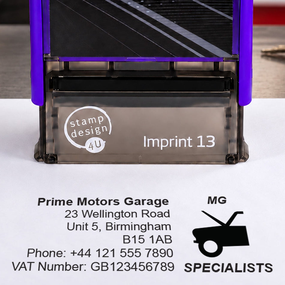 SD4U Imprint 13 | MG Specialists Service Rubber Stamp | 57 x 21mm