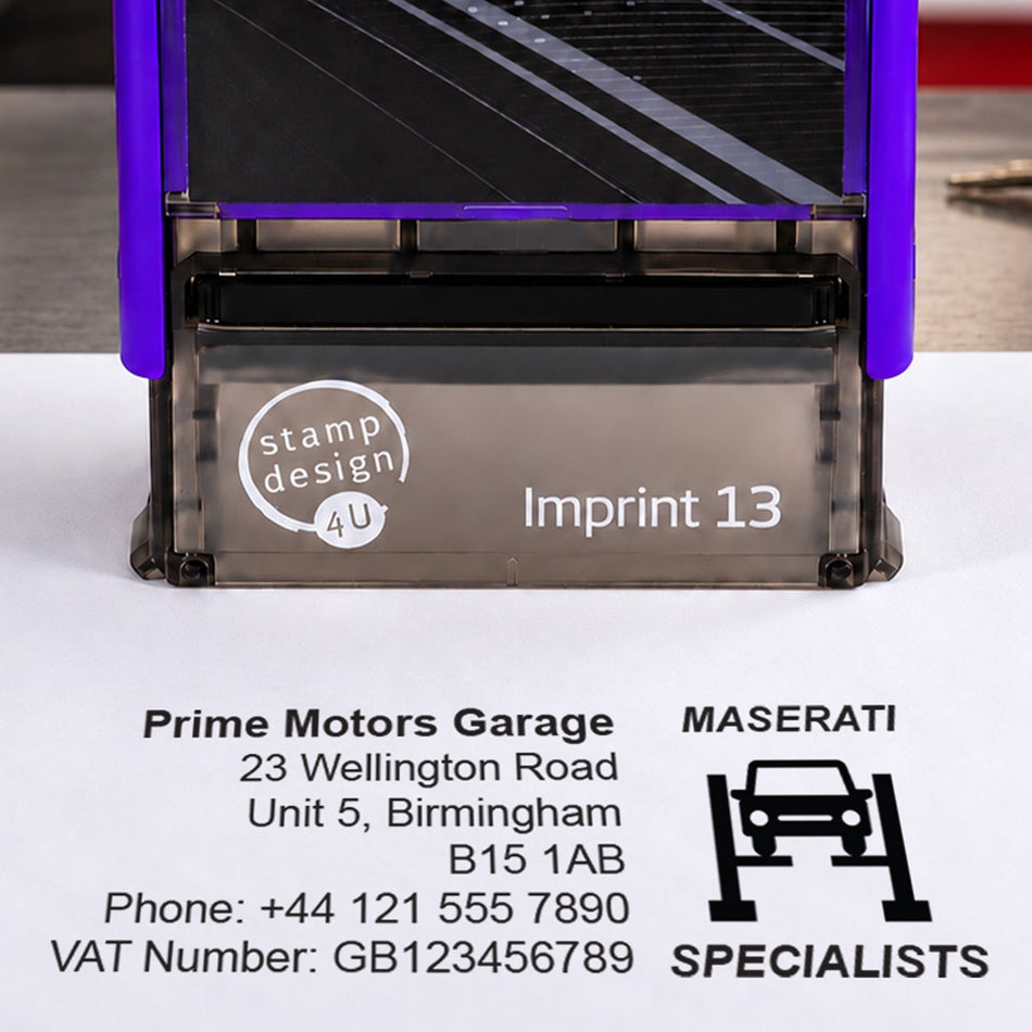 SD4U Imprint 13 | Maserati Specialists Service Rubber Stamp | 57 x 21mm
