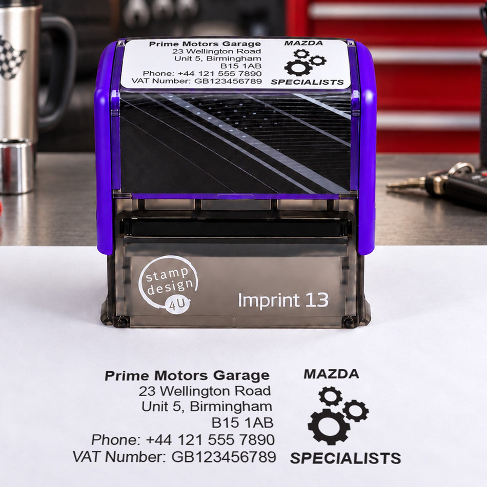 SD4U Imprint 13 | Mazda Specialists Service Rubber Stamp | 57 x 21mm