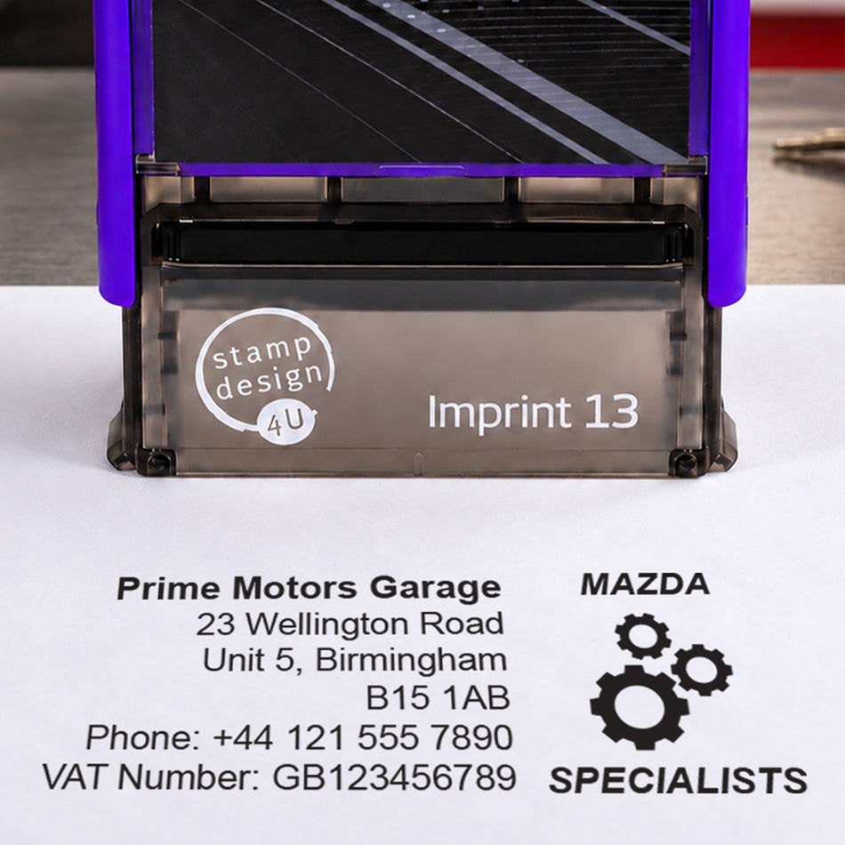 SD4U Imprint 13 | Mazda Specialists Service Rubber Stamp | 57 x 21mm