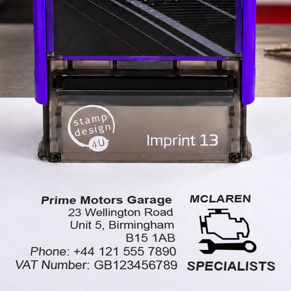 SD4U Imprint 13 | McLaren Specialists Service Rubber Stamp | 57 x 21mm
