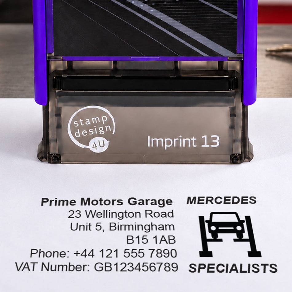 SD4U Imprint 13 | Mercedes Specialists Service Rubber Stamp | 57 x 21mm