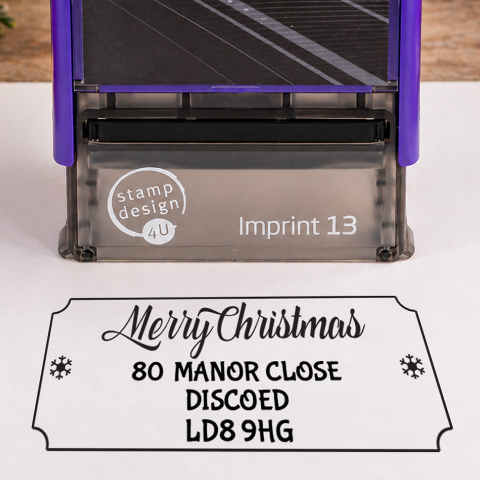 SD4U Imprint 13 | Merry Christmas Address Rubber Stamp | 57 x 21mm