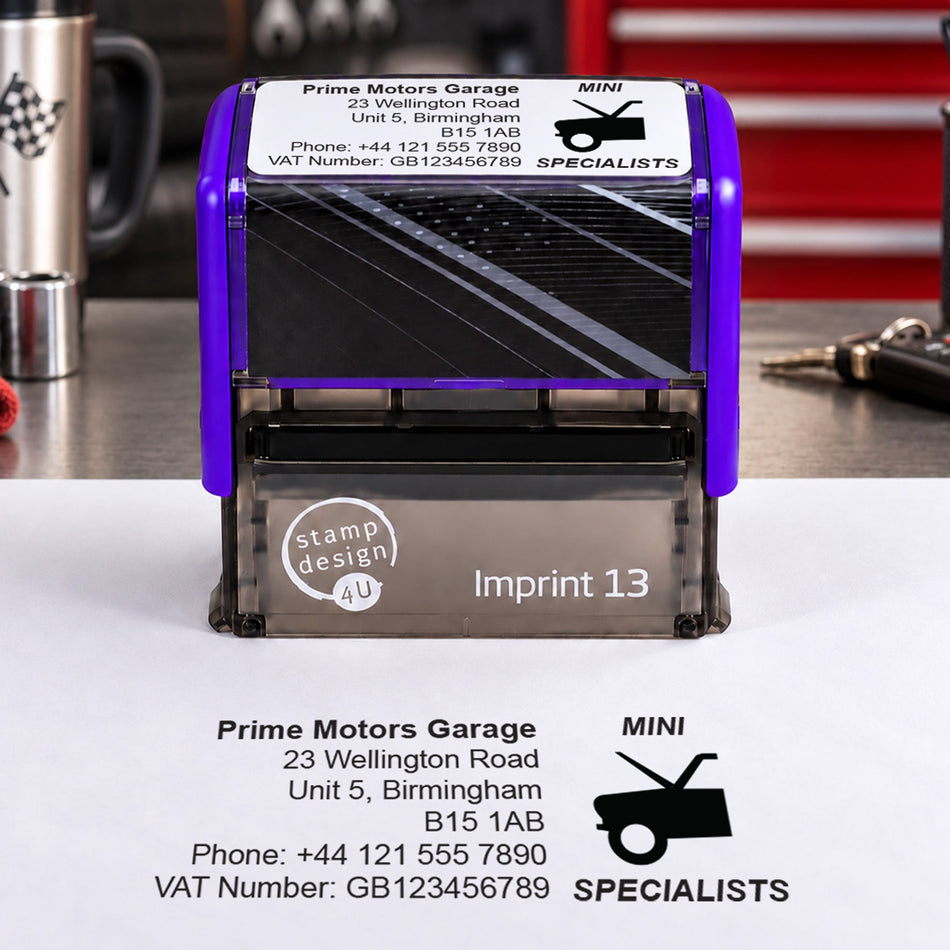 SD4U Imprint 13 | Mini Specialists Service Rubber Stamp | 57 x 21mm