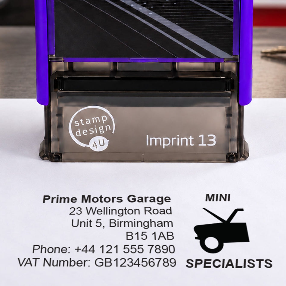 SD4U Imprint 13 | Mini Specialists Service Rubber Stamp | 57 x 21mm