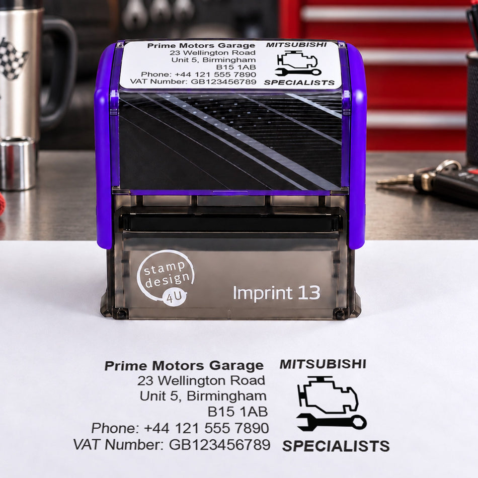 SD4U Imprint 13 | Mitsubishi Specialists Service Rubber Stamp | 57 x 21mm
