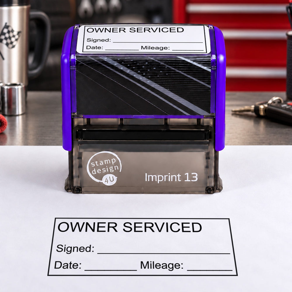 SD4U Imprint 13 | Owner Serviced Stamp for Date and Mileage | 58 x 22mm