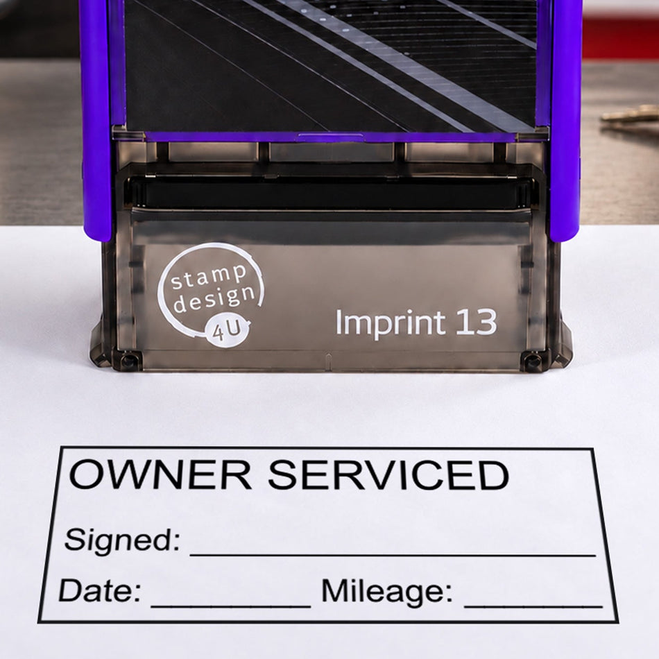 SD4U Imprint 13 | Owner Serviced Stamp for Date and Mileage | 58 x 22mm