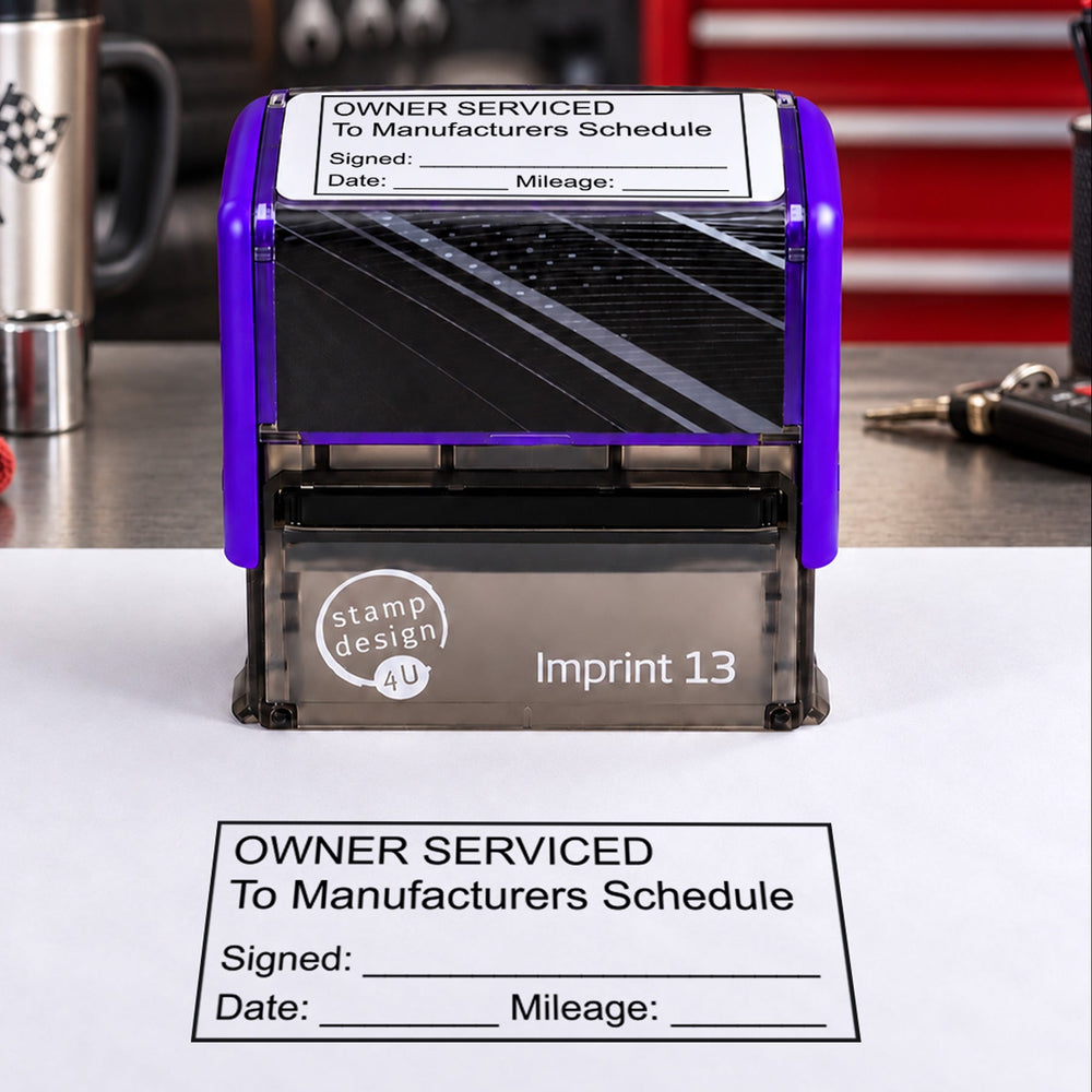 Owner Serviced Vehicle Stamp | Service Book Maintenance Record Stamp | Self-Inking Garage Stamp