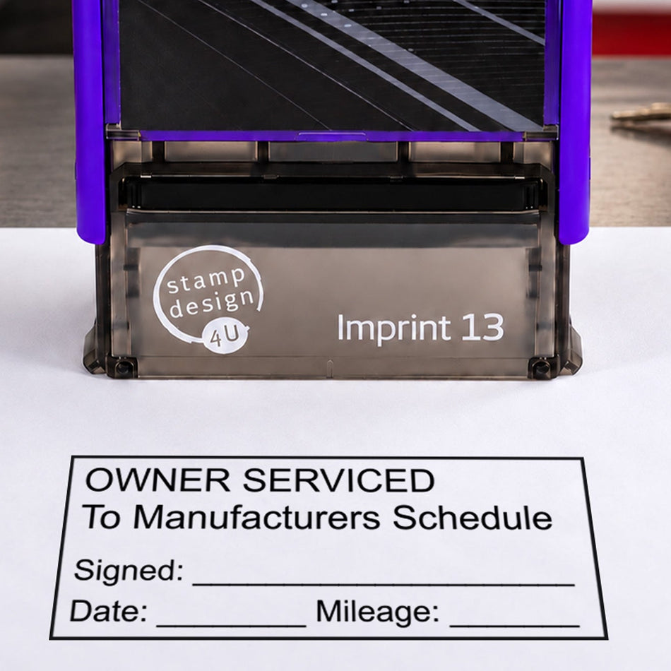 Owner Serviced Vehicle Stamp | Service Book Maintenance Record Stamp | Self-Inking Garage Stamp