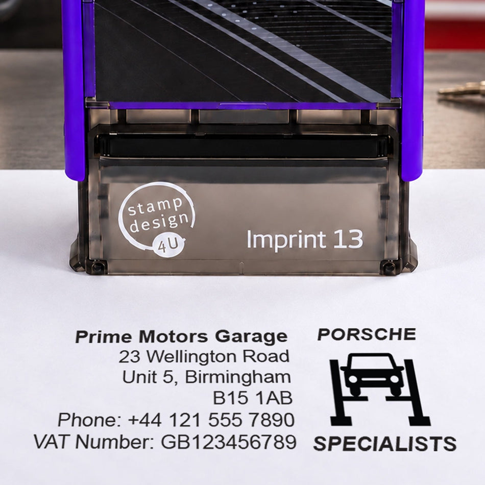 SD4U Imprint 13 | Porsche Specialists Service Rubber Stamp | 57 x 21mm