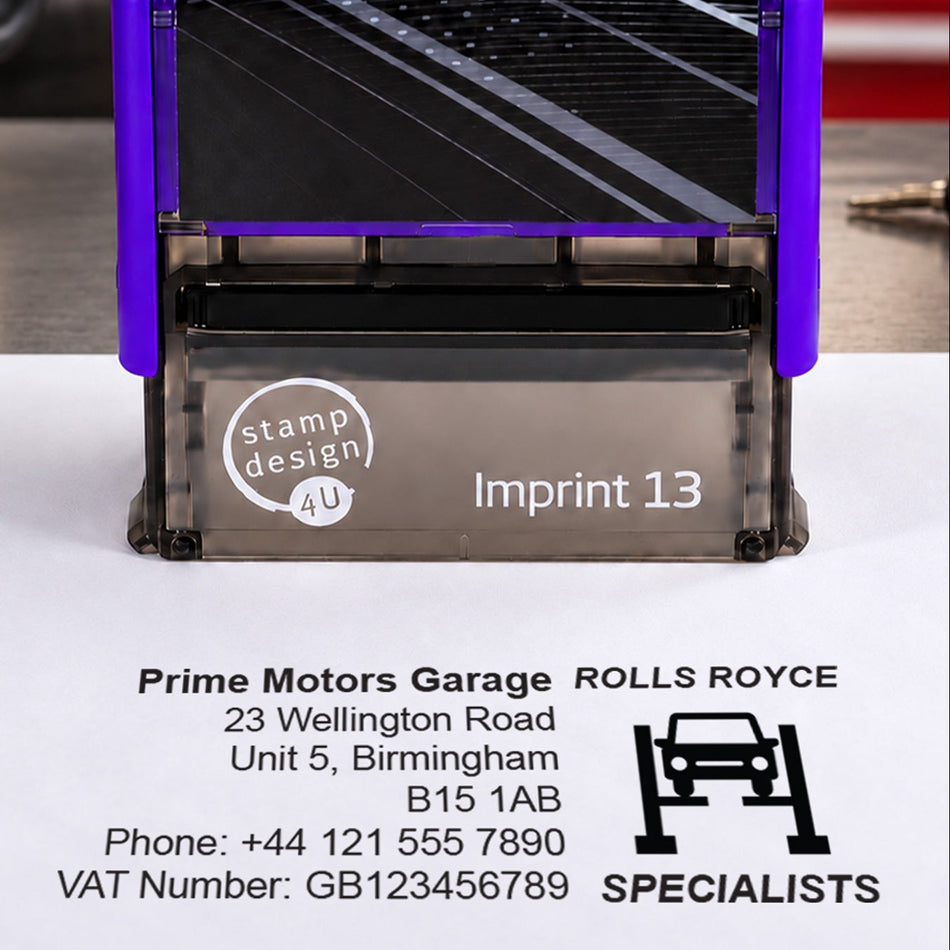 SD4U Imprint 13 | Rolls Royce Specialists Service Rubber Stamp | 57 x 21mm