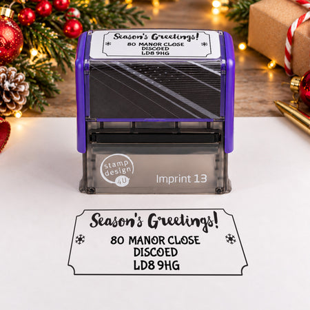 SD4U Imprint 13 | Christmas Season's Greetings Address Rubber Stamp | 58 x 22mm — product photograph
