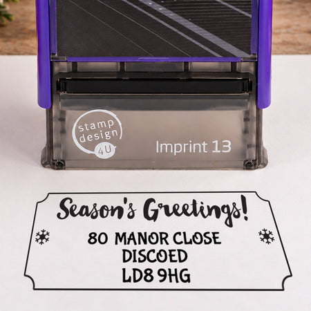 SD4U Imprint 13 | Christmas Season's Greetings Address Rubber Stamp | 58 x 22mm — product photograph