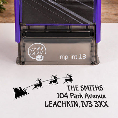 SD4U Imprint 13 | Santa's Sleigh Address or Message Rubber Stamp | 58 x 22mm — product photograph