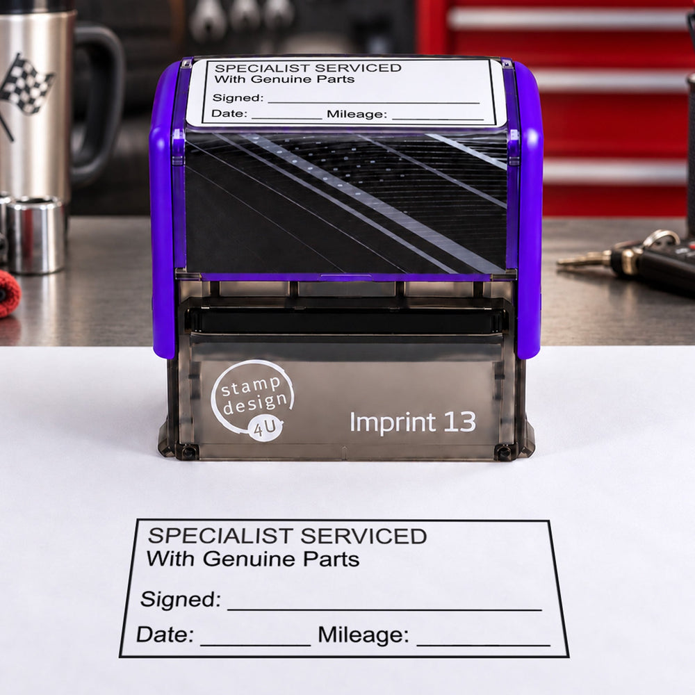 Specialist Serviced Motor Stamp | Vehicle Service Book Maintenance Stamp
