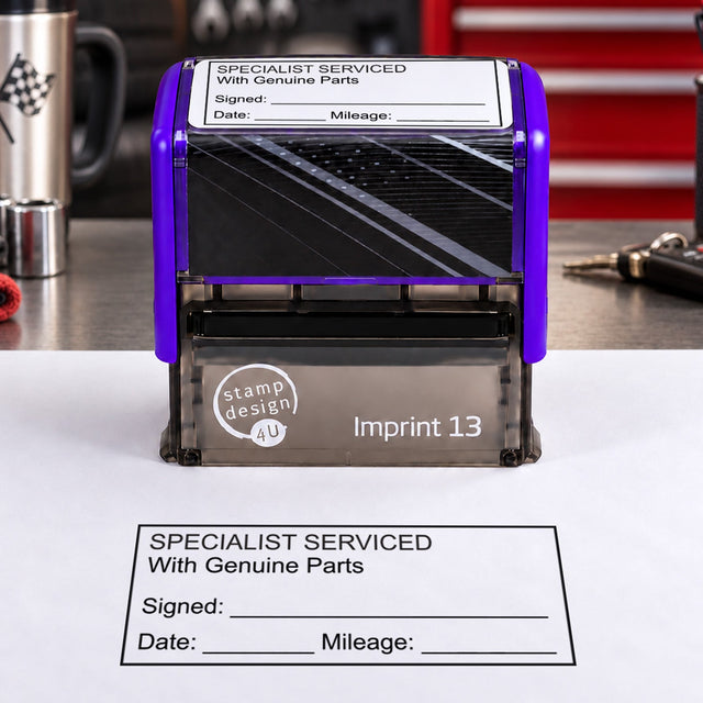 Specialist Serviced Motor Stamp | Vehicle Service Book Maintenance Stamp