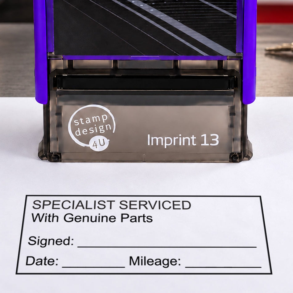 Specialist Serviced Motor Stamp | Vehicle Service Book Maintenance Stamp