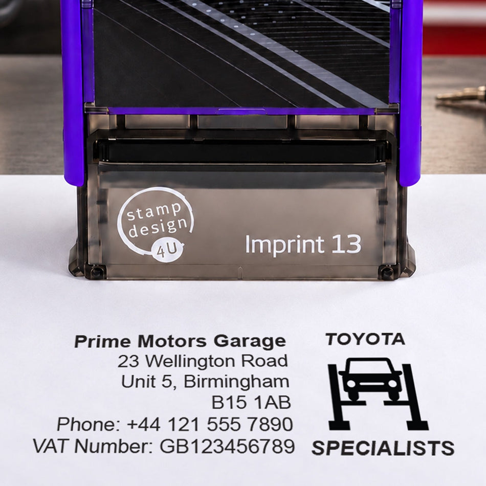SD4U Imprint 13 | Toyota Specialists Service Rubber Stamp | 57 x 21mm