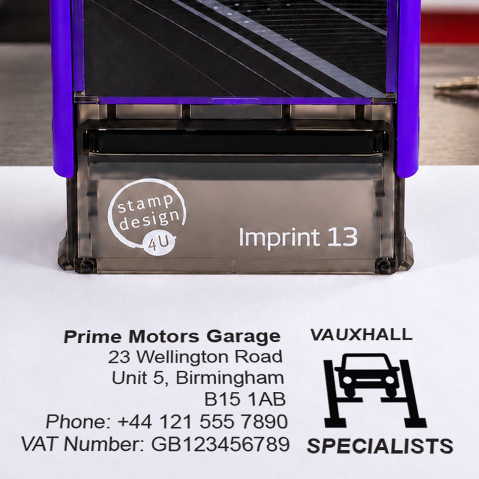 SD4U Imprint 13 | Vauxhall Specialists Service Rubber Stamp | 57 x 21mm