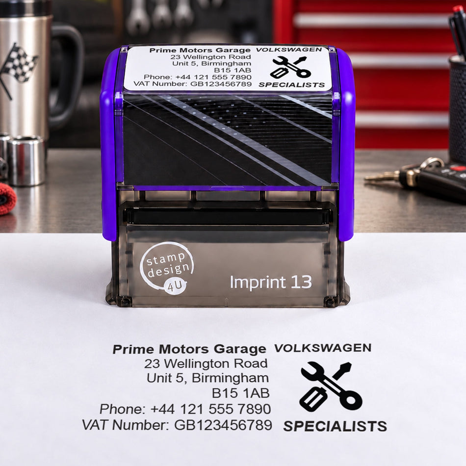 SD4U Imprint 13 | Volkswagen Specialists Service Rubber Stamp | 57 x 21mm